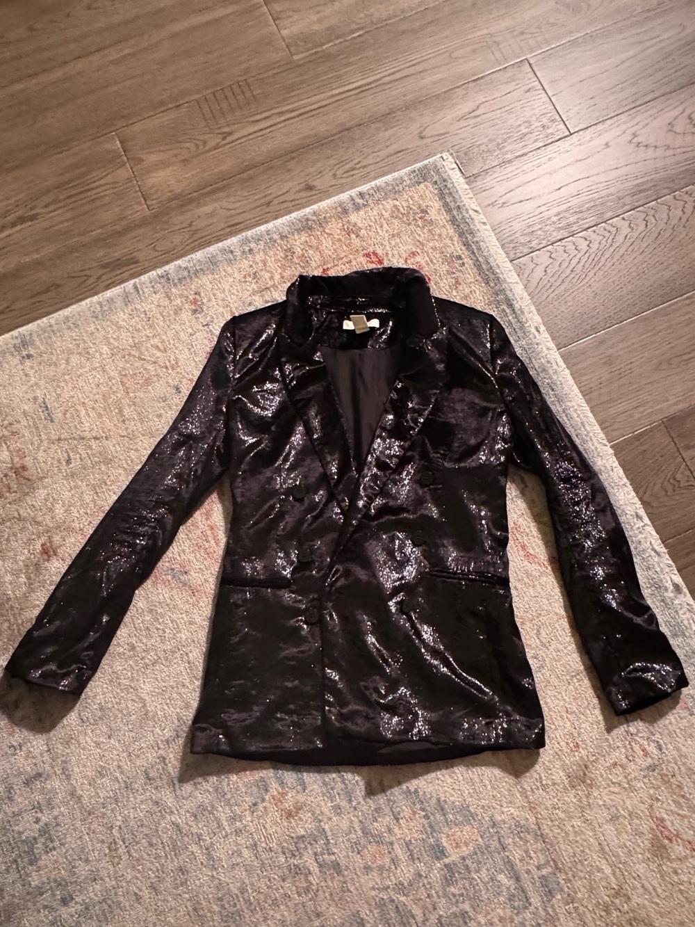 Women’s Black Sparkly Double Breasted Blazer
